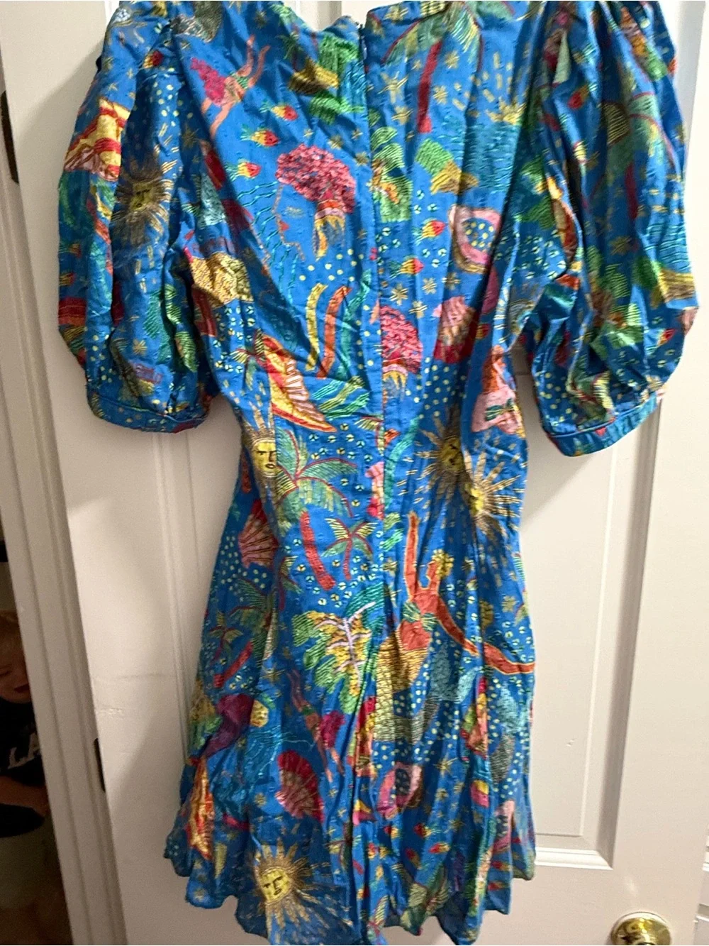 FARM Rio Blue Tropical Shell Lace-Up Cotton Top - Picture 8 of 10